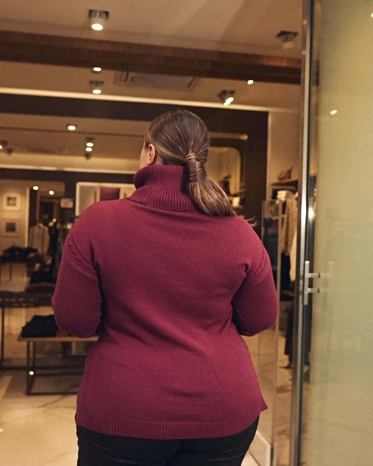 Maglia girocollo con treccia e collo removibile BURGUNDY DORABELLA PIU'