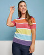 Maglia girocollo in filato di misto viscosa a righe lurex MULTICOLOR DORABELLA XL
