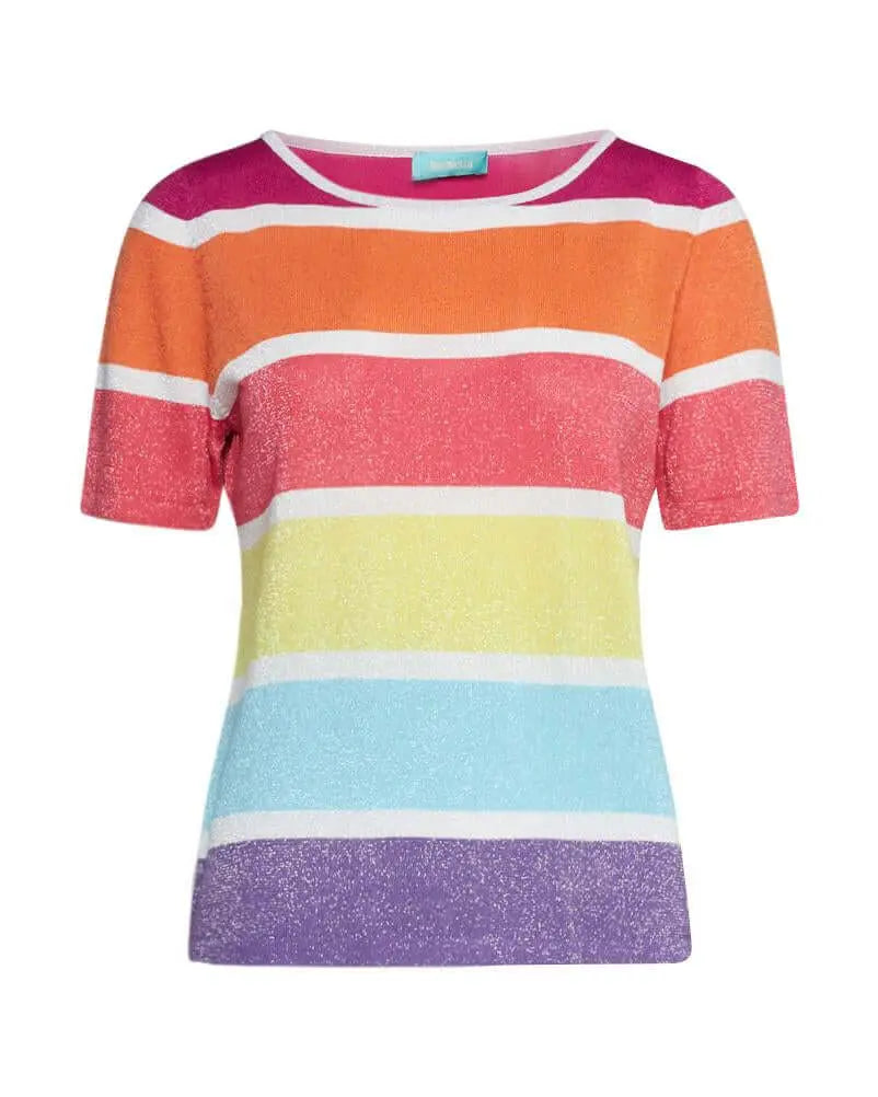 Maglia girocollo in filato di misto viscosa a righe lurex MULTICOLOR DORABELLA