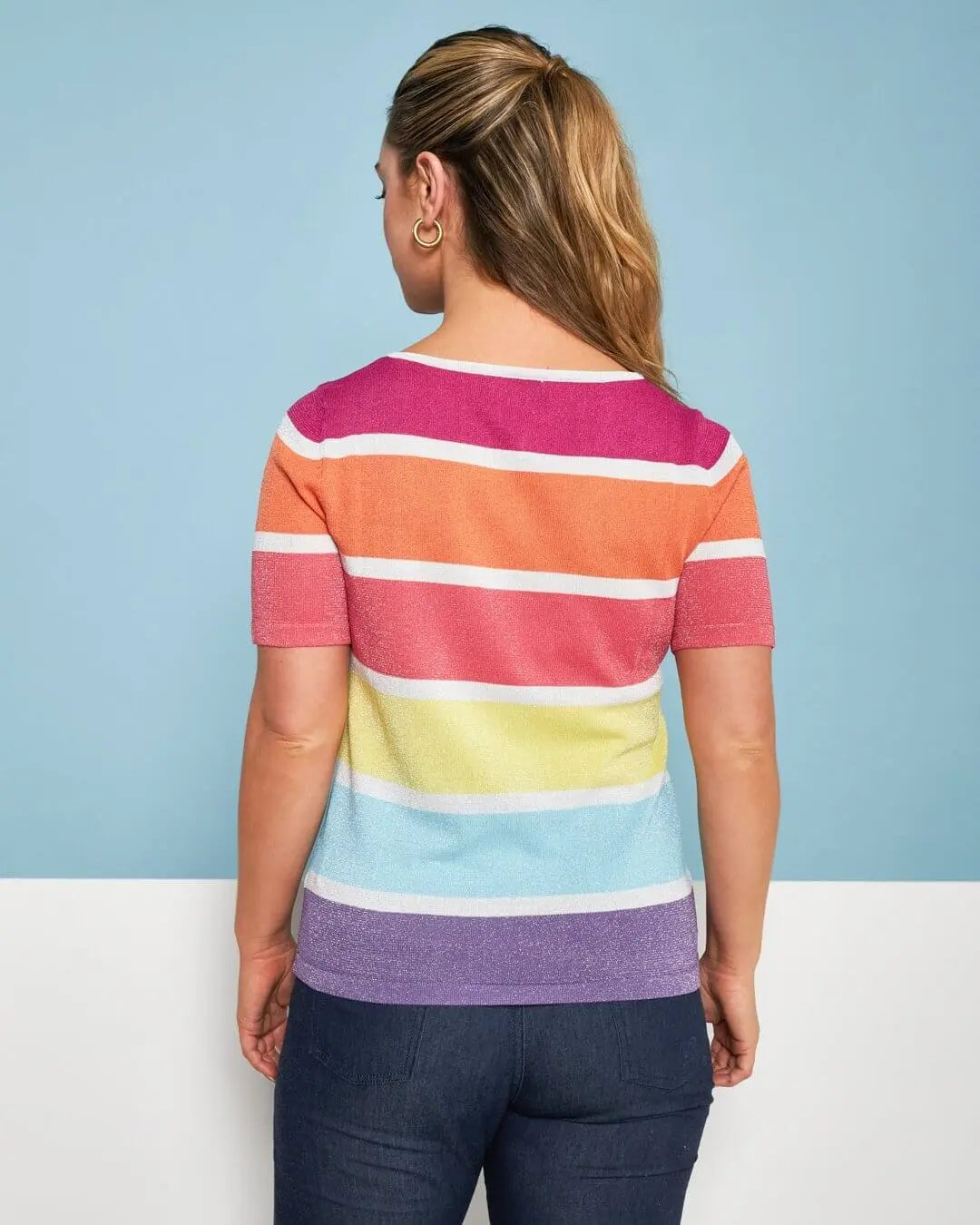 Maglia girocollo in filato di misto viscosa a righe lurex MULTICOLOR DORABELLA