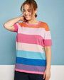 Maglia girocollo in filato di misto viscosa a righe lurex MULTICOLOR DORABELLA PIU' XXXL