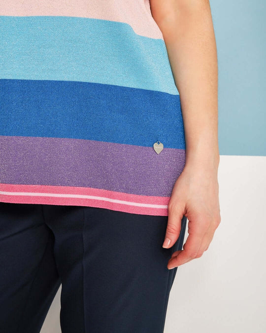 Maglia girocollo in filato di misto viscosa a righe lurex MULTICOLOR DORABELLA PIU'