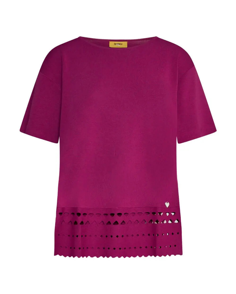 Maglia girocollo in filato di misto viscosa con intagli sul fondo SUMMER PURPLE DORABELLA PIU'