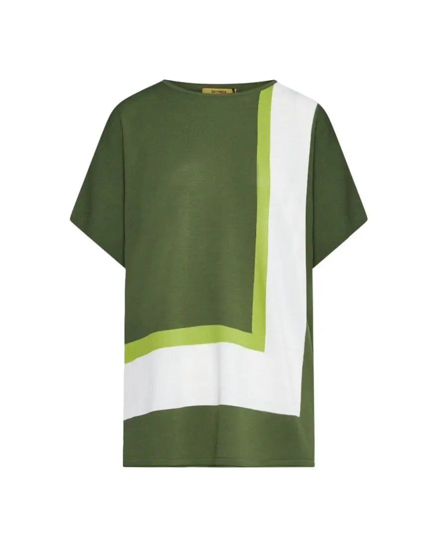 Maglia girocollo in filato di misto viscosa con motivo a righe color-block VERDE MILITARE DORABELLA PIU'