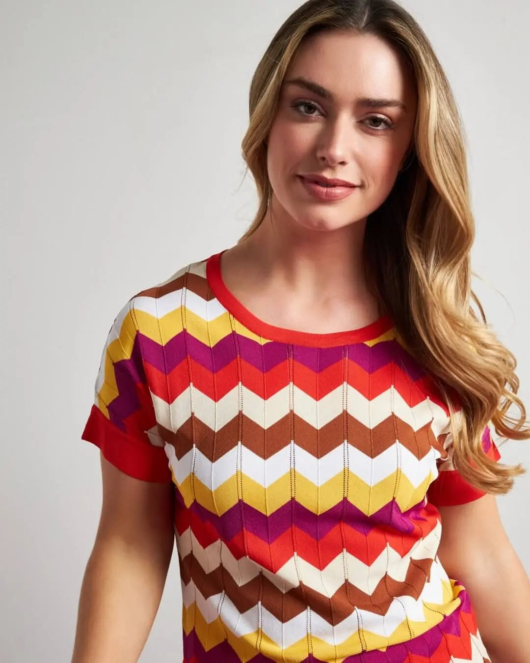 Maglia girocollo in filato di misto viscosa con motivo a zig zag PAPAVERO DORABELLA XL