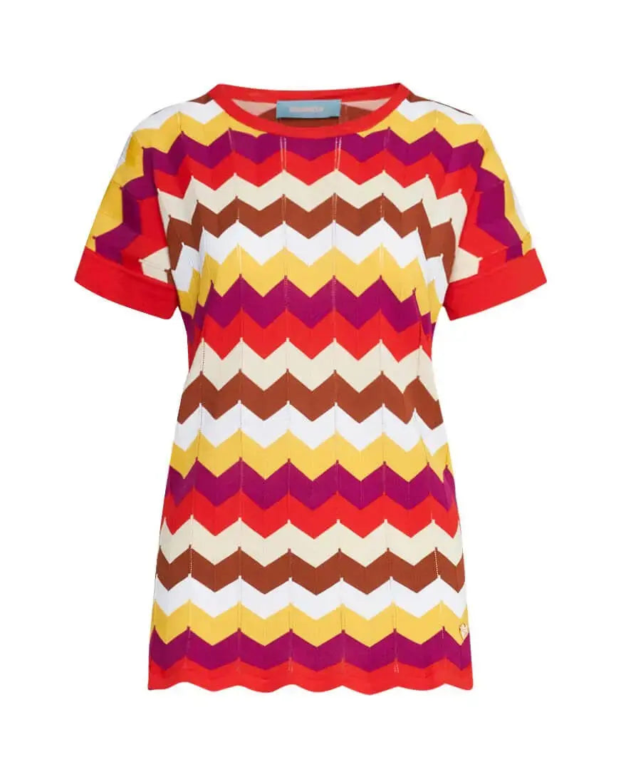 Maglia girocollo in filato di misto viscosa con motivo a zig zag PAPAVERO DORABELLA