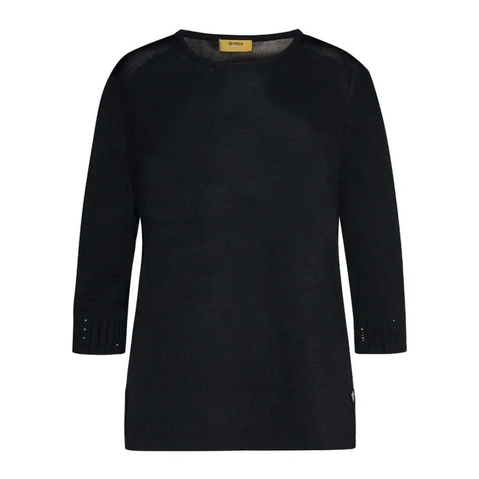 Maglia girocollo in filato di misto viscosa con strass NERO DORABELLA PIU' XXXL