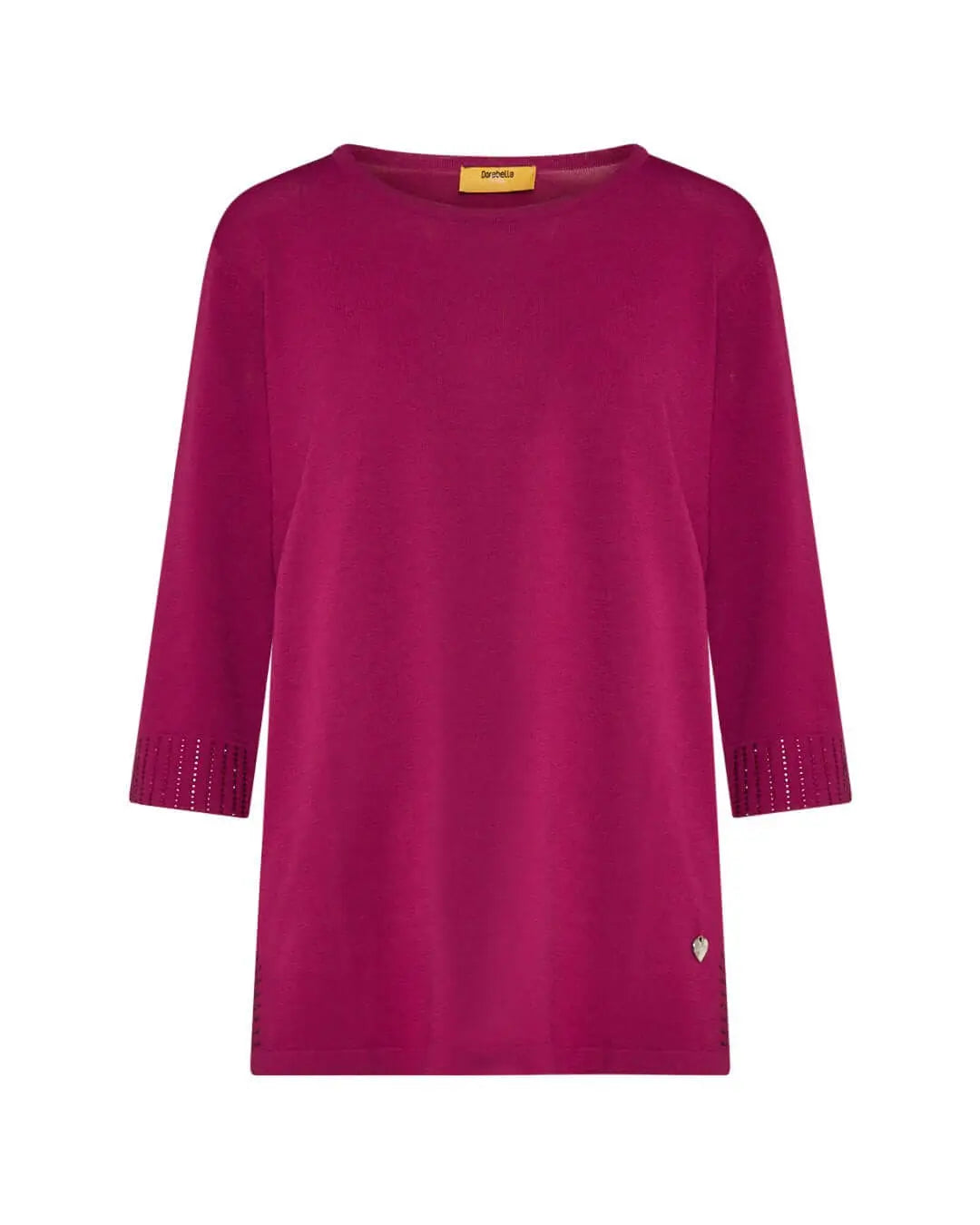 Maglia girocollo in filato di misto viscosa con strass SUMMER PURPLE DORABELLA PIU'