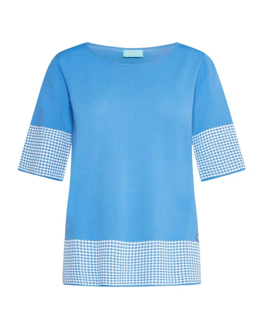 Maglia girocollo in filato di misto viscosa tinta unita con intarsi a contrasto LAVANDA DORABELLA