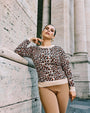 Maglia girocollo in jacquard animalier con contrasti a tinta unita ANIMALIER DORABELLA XL
