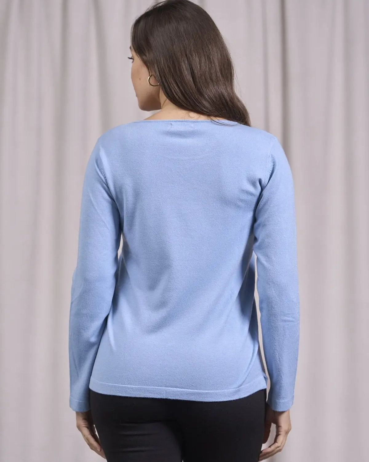 Maglia girocollo in lurex con polsi e bottoni CIELO DORABELLA