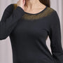 Maglia girocollo in lurex con polsi e bottoni NERO DORABELLA