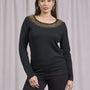 Maglia girocollo in lurex con polsi e bottoni NERO DORABELLA