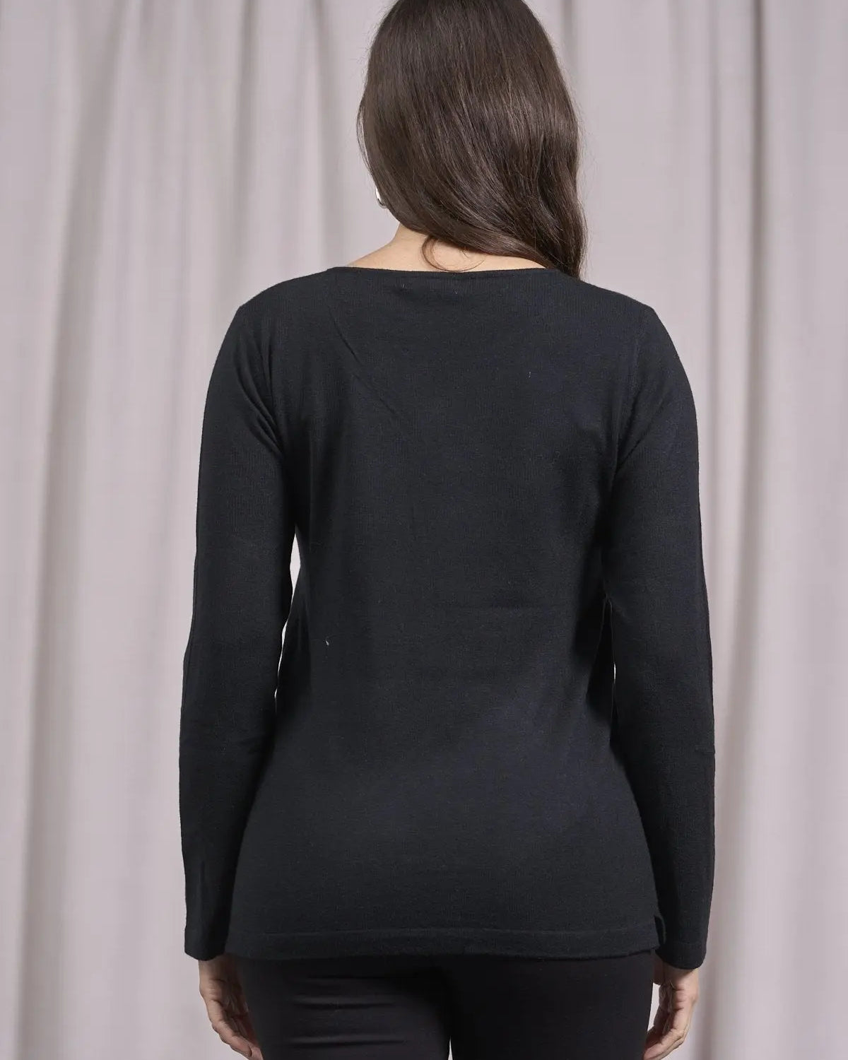 Maglia girocollo in lurex con polsi e bottoni NERO DORABELLA