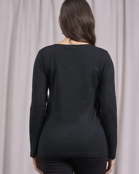 Maglia girocollo in lurex con polsi e bottoni NERO DORABELLA