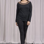 Maglia girocollo in lurex con polsi e bottoni NERO DORABELLA