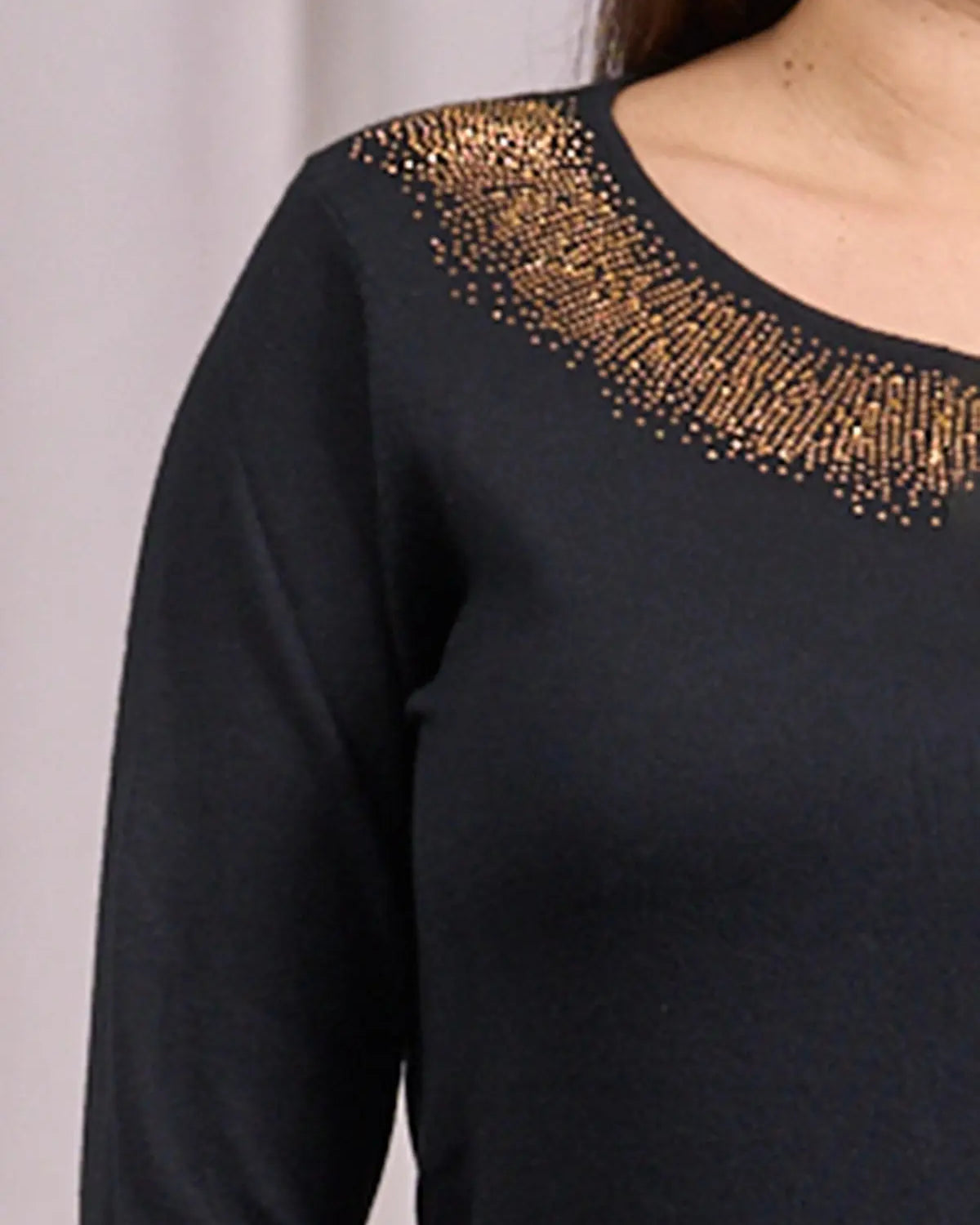 Maglia girocollo in lurex con polsi e bottoni NERO DORABELLA