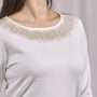 Maglia girocollo in lurex con polsi e bottoni PANNA DORABELLA