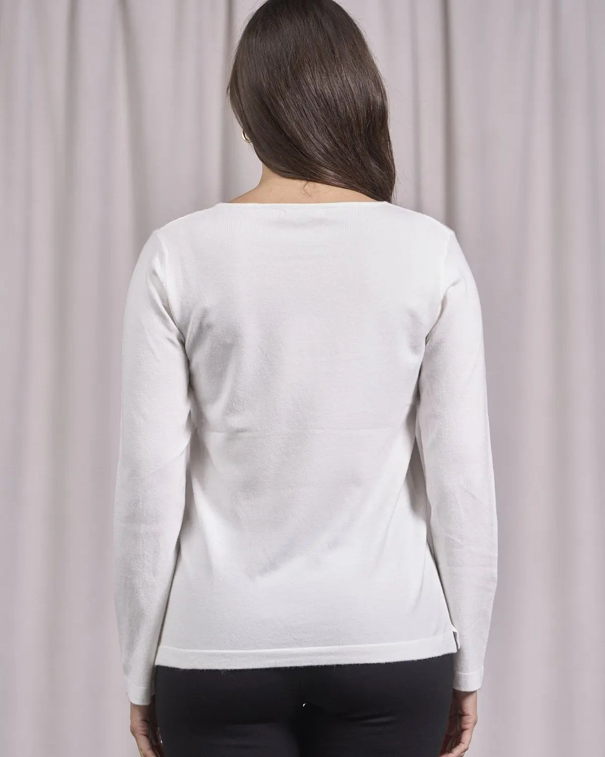 Maglia girocollo in lurex con polsi e bottoni PANNA DORABELLA