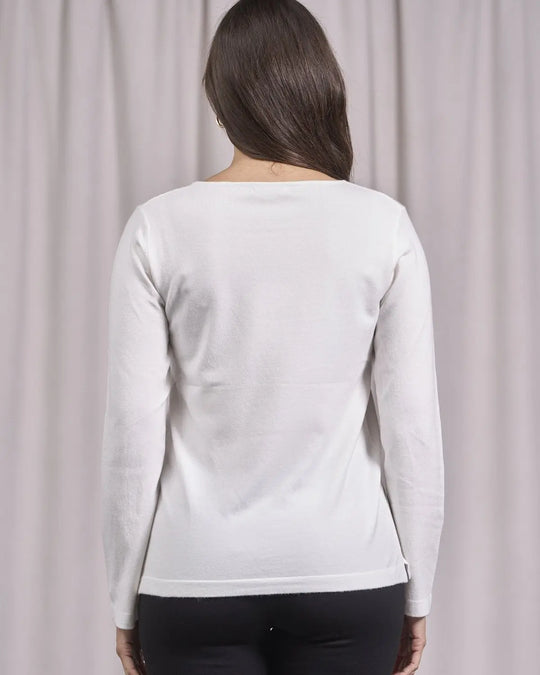 Maglia girocollo in lurex con polsi e bottoni PANNA DORABELLA