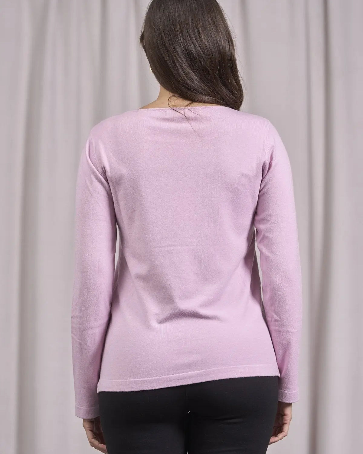 Maglia girocollo in lurex con polsi e bottoni ROSA DORABELLA
