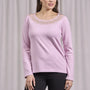 Maglia girocollo in lurex con polsi e bottoni ROSA DORABELLA
