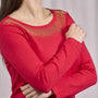 Maglia girocollo in lurex con polsi e bottoni ROSSO DORABELLA