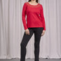 Maglia girocollo in lurex con polsi e bottoni ROSSO DORABELLA