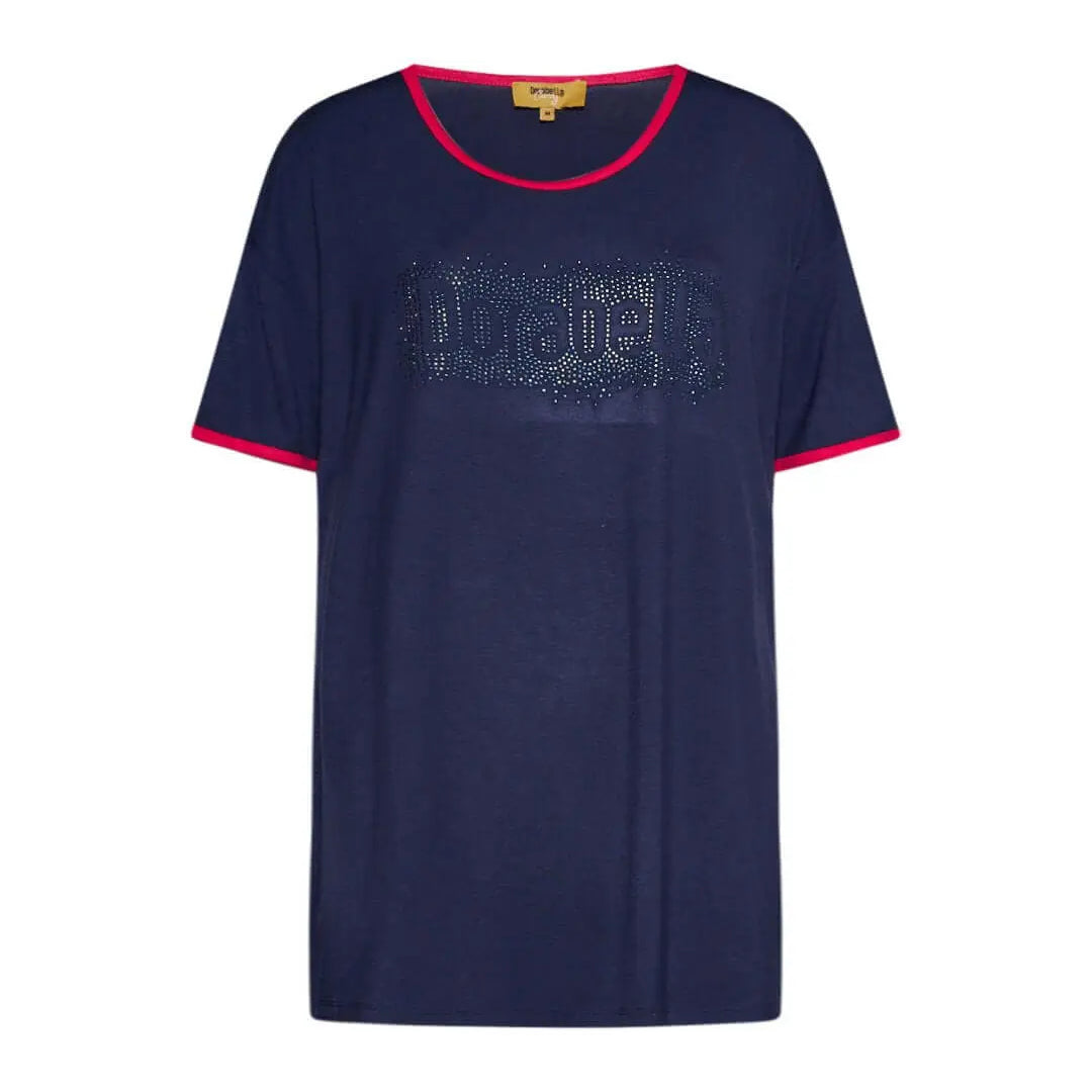 Maglia girocollo paillettes BLU-NAVY DORABELLA CURVY XL