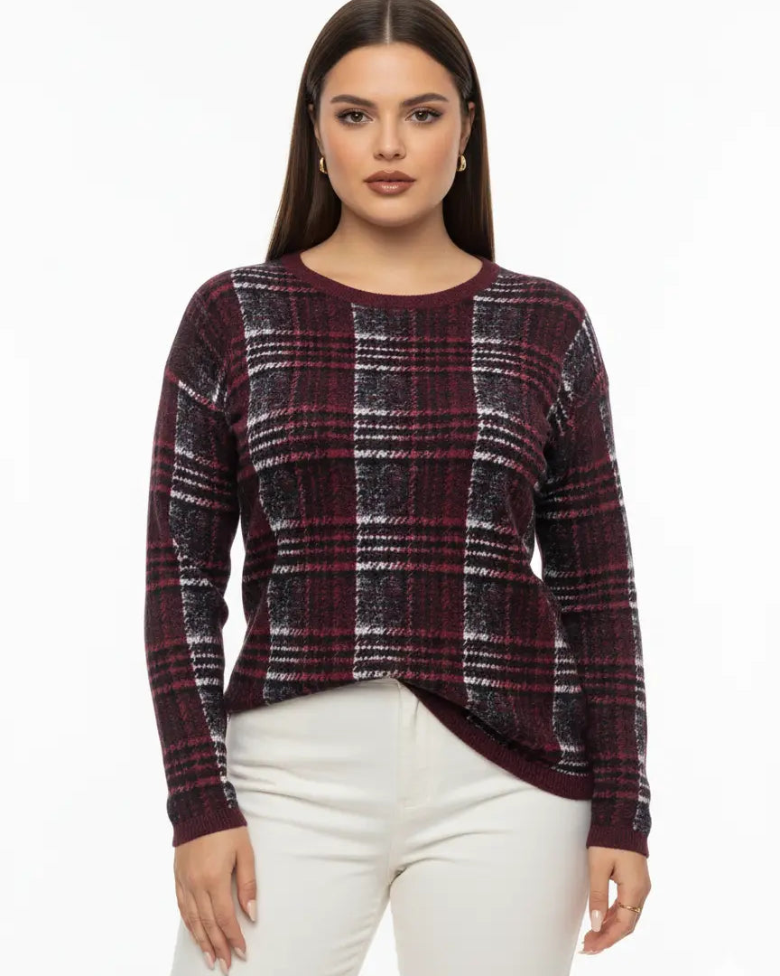 Maglia girocollo principe di Galles DORABELLA PIU'