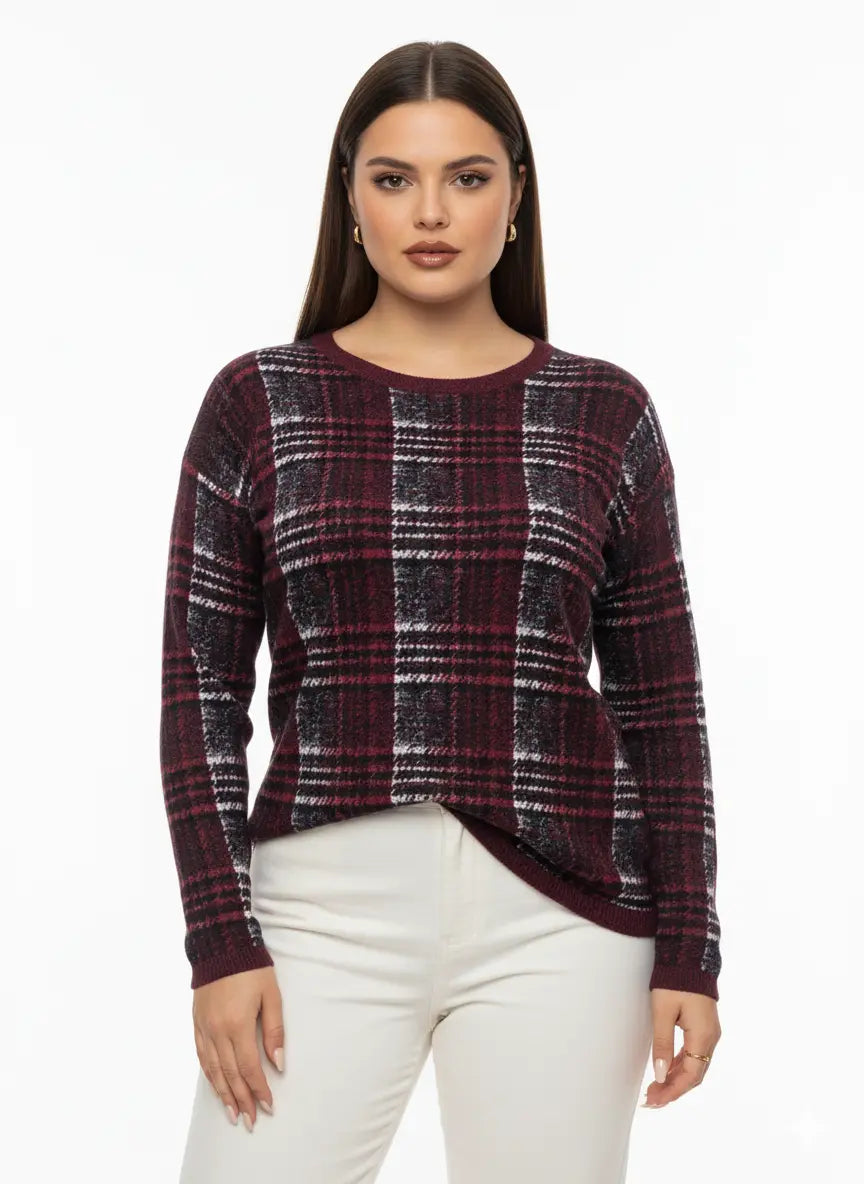 Maglia girocollo principe di Galles DORABELLA PIU'