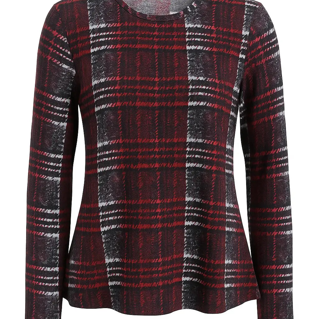 Maglia girocollo principe di Galles DORABELLA PIU' XXL (47) / Bordeaux