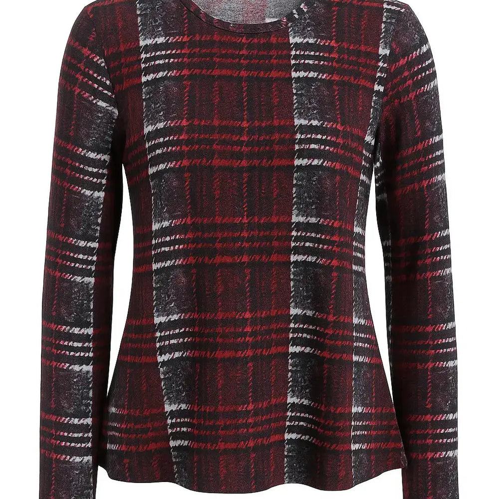 Maglia girocollo principe di Galles DORABELLA PIU' XXL (47) / Bordeaux