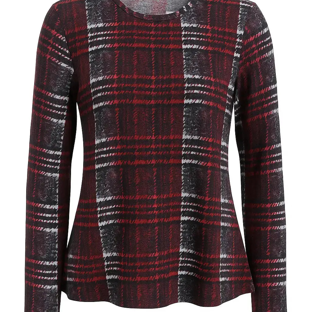 Maglia girocollo principe di Galles DORABELLA PIU' XXL (47) / Bordeaux