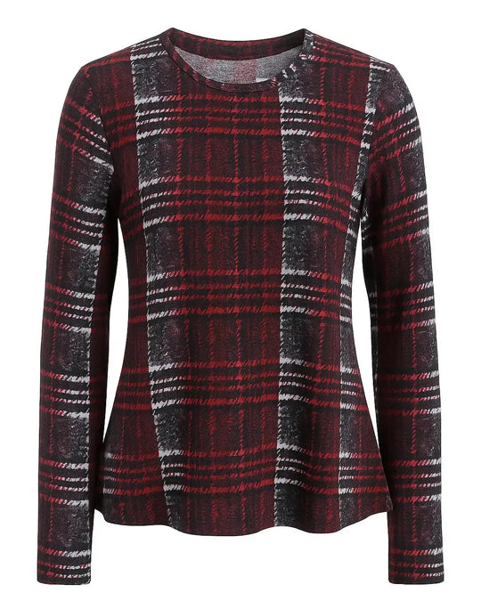 Maglia girocollo principe di Galles DORABELLA PIU' XXL (47) / Bordeaux