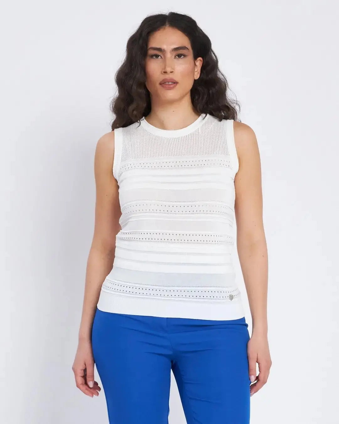 Maglia giromaniche con nervures e trafori BIANCO DORABELLA XXXL