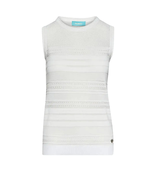 Maglia giromaniche con nervures e trafori BIANCO DORABELLA