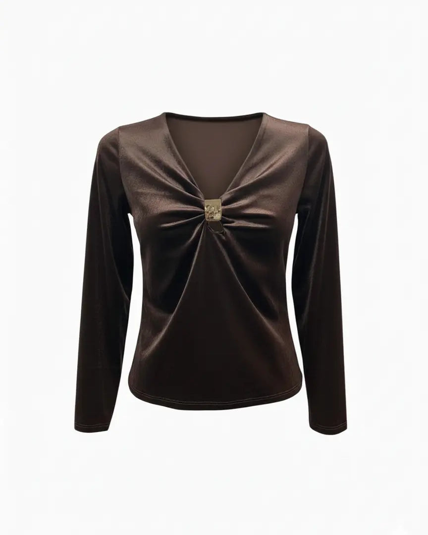 Maglia in Velluto con Dettaglio Gold IRONICA