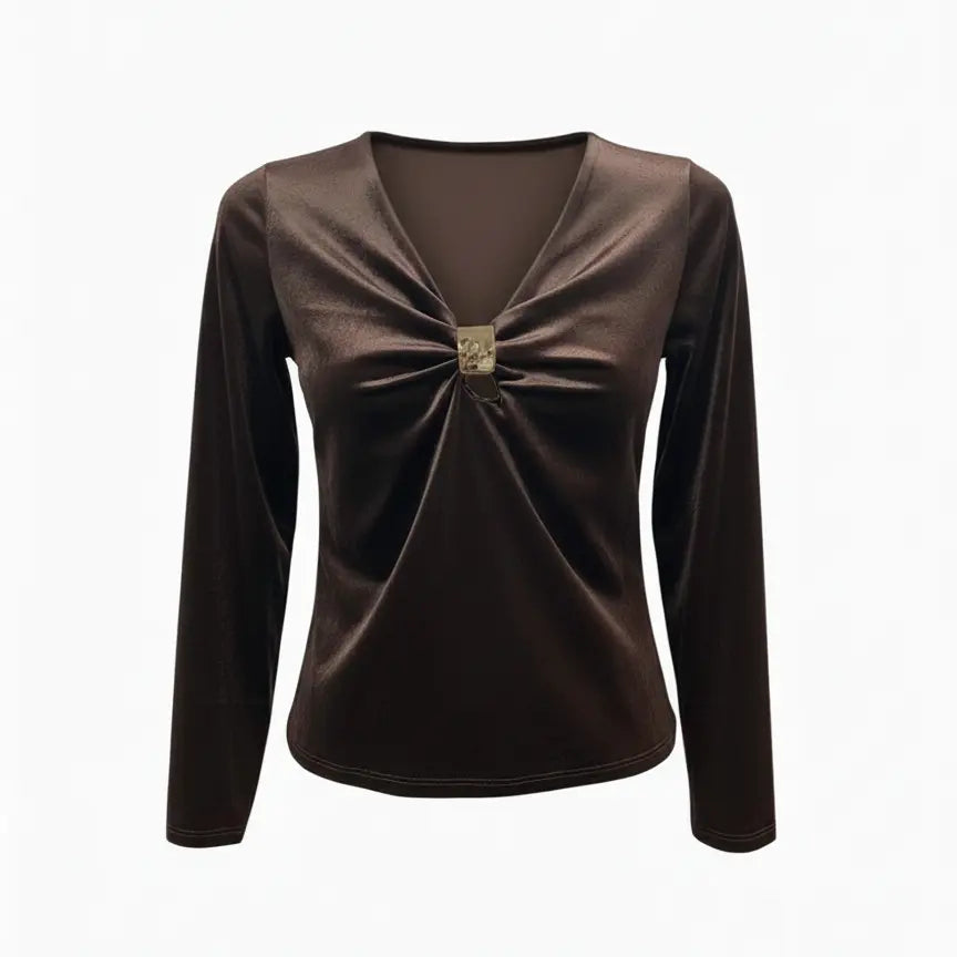 Maglia in Velluto con Dettaglio Gold IRONICA