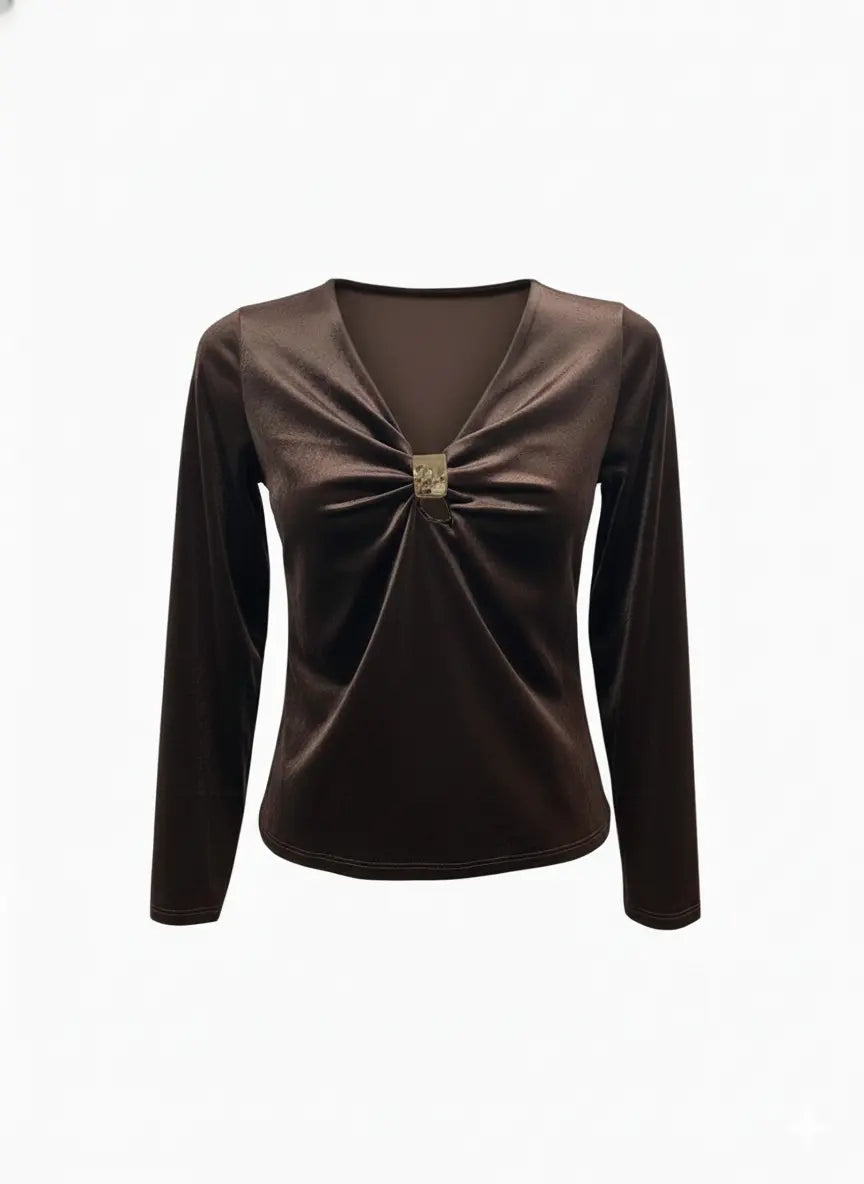 Maglia in Velluto con Dettaglio Gold IRONICA