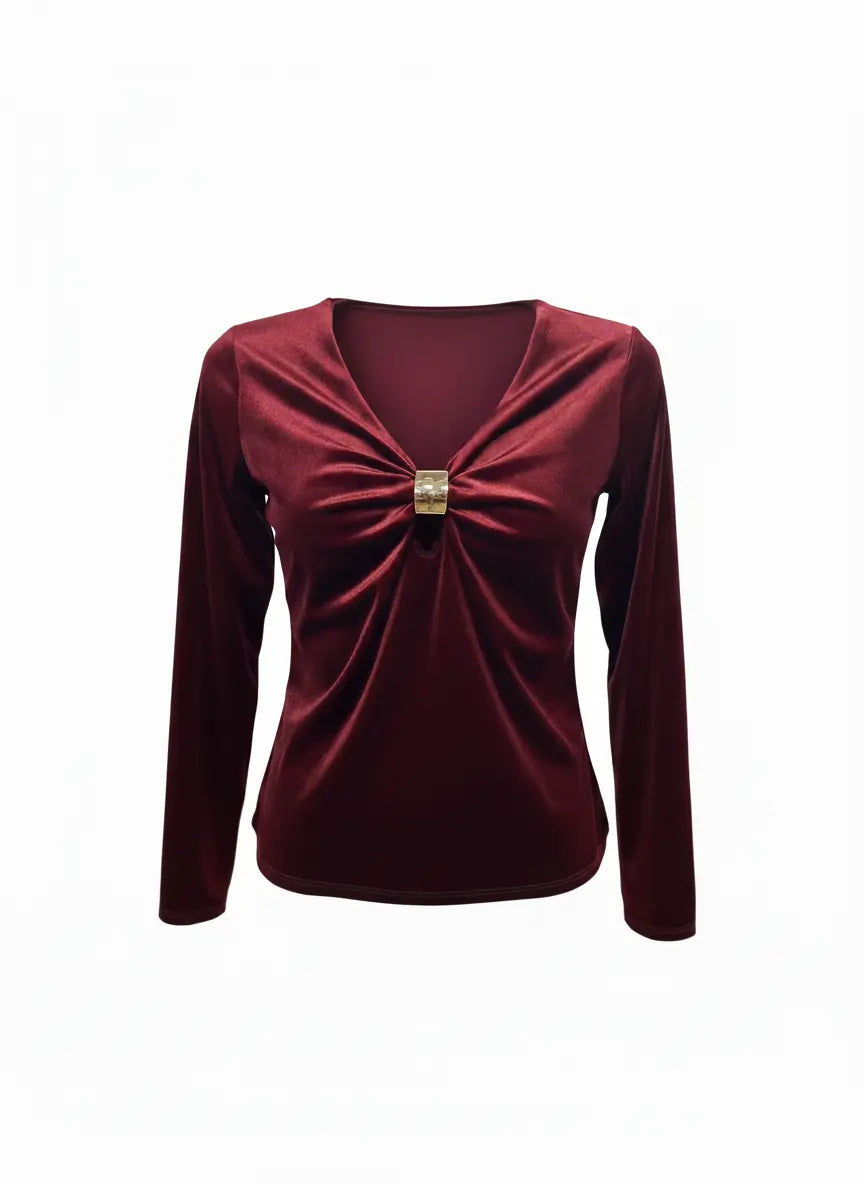 Maglia in Velluto con Dettaglio Gold IRONICA