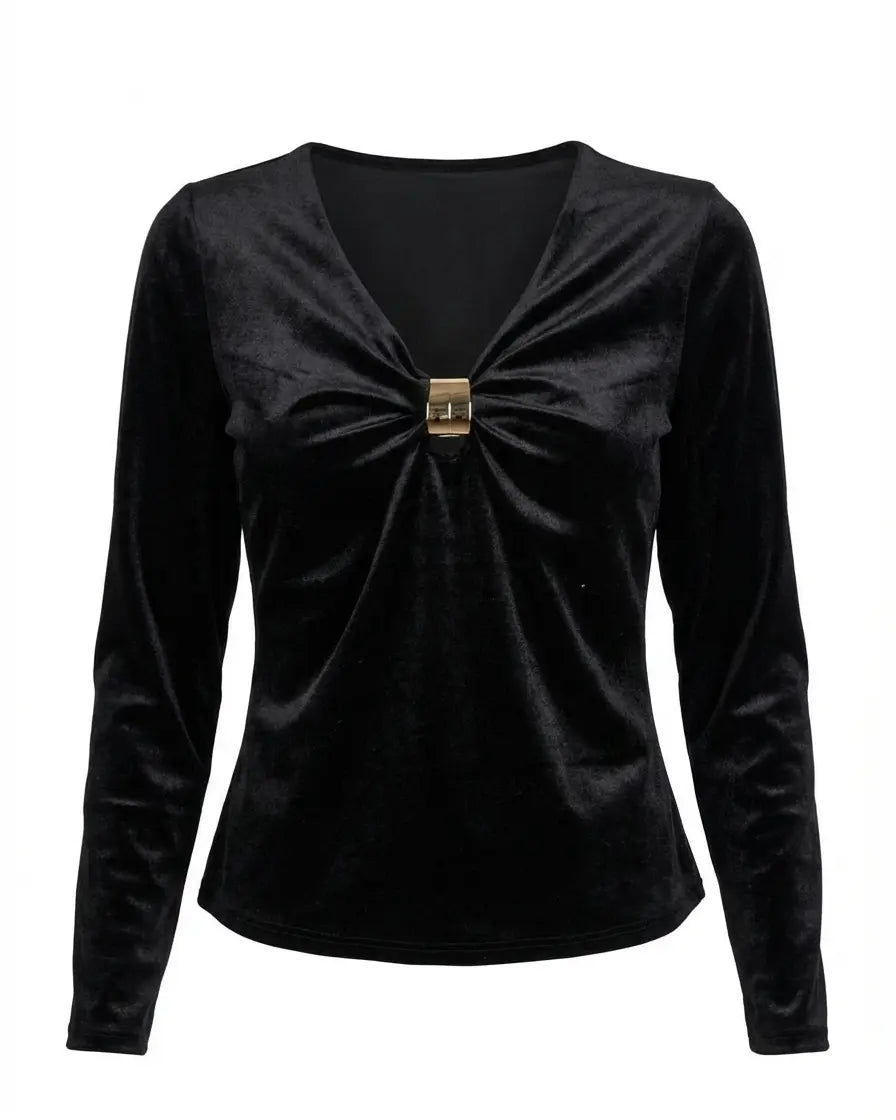 Maglia in Velluto con Dettaglio Gold IRONICA