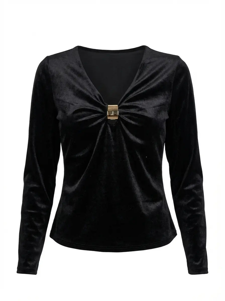 Maglia in Velluto con Dettaglio Gold IRONICA