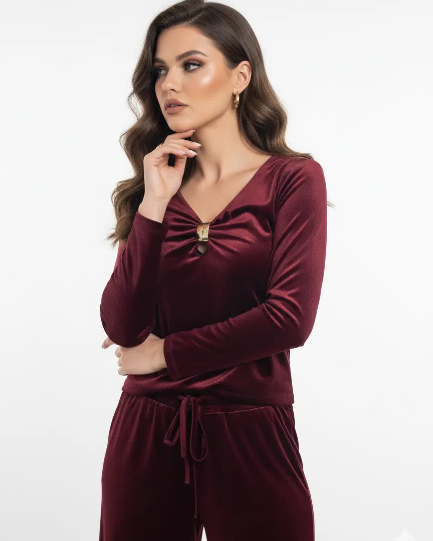 Maglia in Velluto con Dettaglio Gold IRONICA