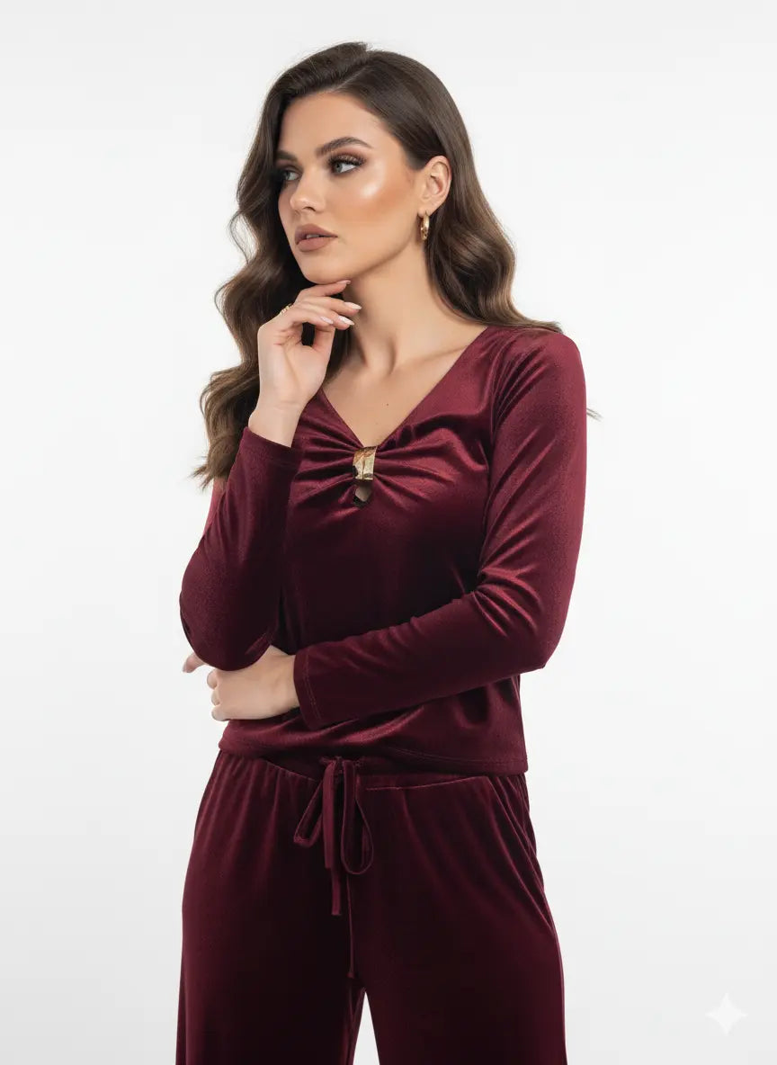 Maglia in Velluto con Dettaglio Gold IRONICA