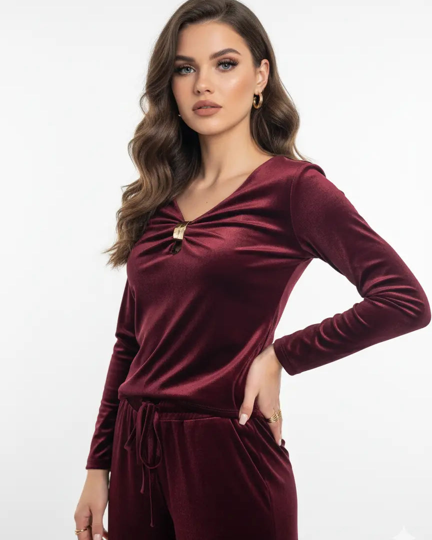 Maglia in Velluto con Dettaglio Gold IRONICA