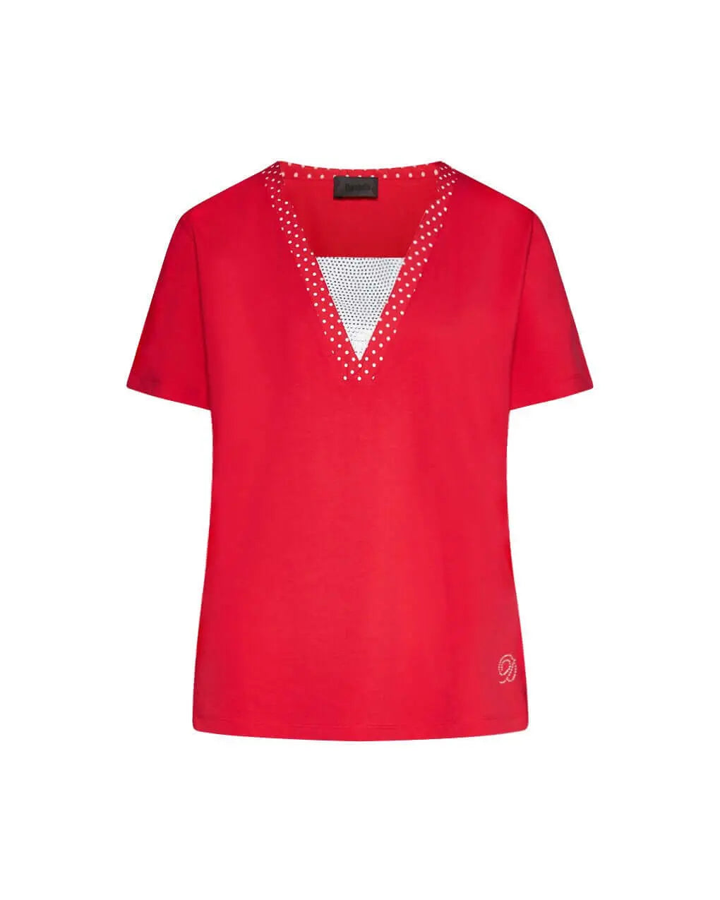 Maglia in cotone con strass e dettaglio pois RED DORABELLA XL