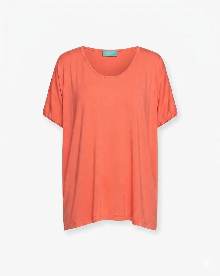Maglia in filato di viscosa elasticizzata tinta unita con maniche kimono e orlo asimmetrico DORABELLA