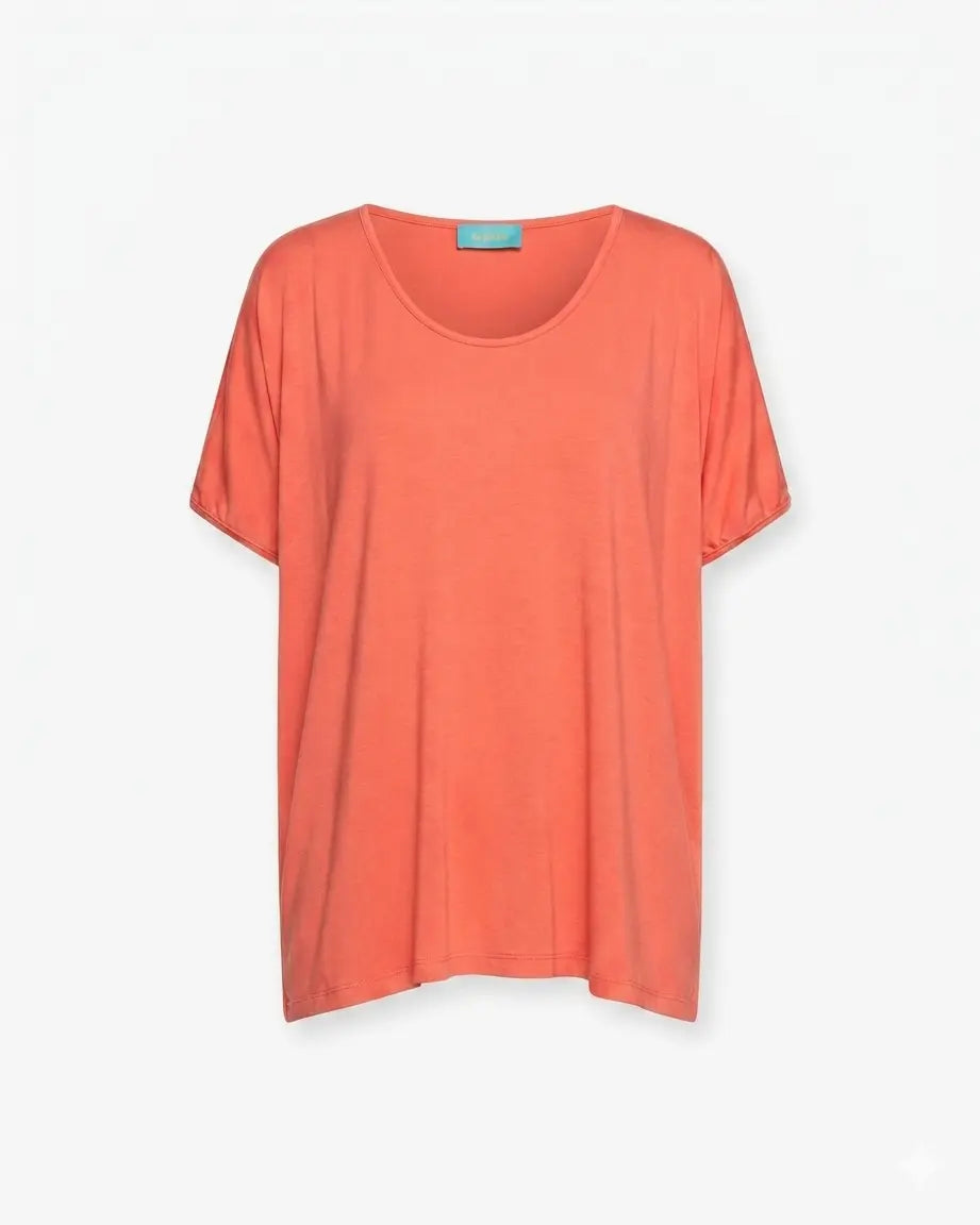 Maglia in filato di viscosa elasticizzata tinta unita con maniche kimono e orlo asimmetrico DORABELLA