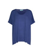 Maglia in filato di viscosa elasticizzata tinta unita con maniche kimono e orlo asimmetrico. BLU DORABELLA